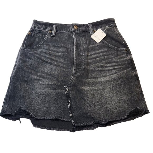 Free People Dresses & Skirts - Free People Women's Size 27 Mini Skirt Brea Cut off Denim Faded Black (17)
